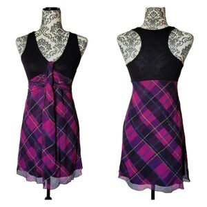 Buffalo David Bitton strapless racerback silk plaid dress size small​